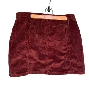There Abouts Girls Size 16.5 Plus Corduroy Mini Skirt Rust Brown Button Back